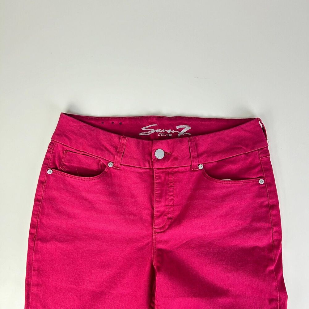 Seven7 Pink Tummyless Zip Fly High Rise‎ Skinny Casual Denim Jeans Size 16 - Picture 4 of 14